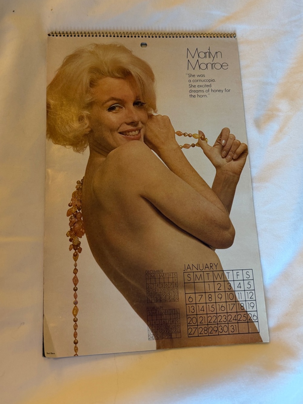 Bert Stern 1974 Marilyn Monroe Wall Calendar